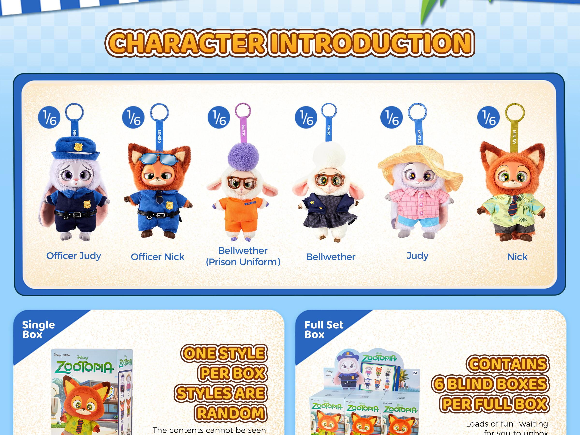 Disney Zootopia Collection Soft Vinyl Plush Blind Box – Adorable Costume Figures Surprise Mystery Toy Judy Nick Bellwether Halloween Christmas Holiday Gifts for Fans & Kids Valentine Gift for Girlfriends