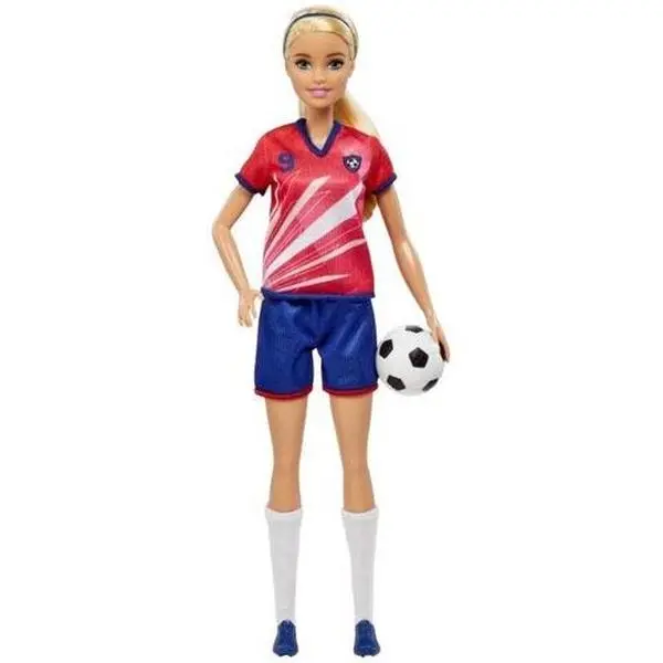 Barbie I Can Be Sports Collectible Figurine - Blonde, Red Shirt, White Socks, Blue Shorts Uniform, Choking Hazard Small Parts (Statue/Bust), Tv/Movie Character