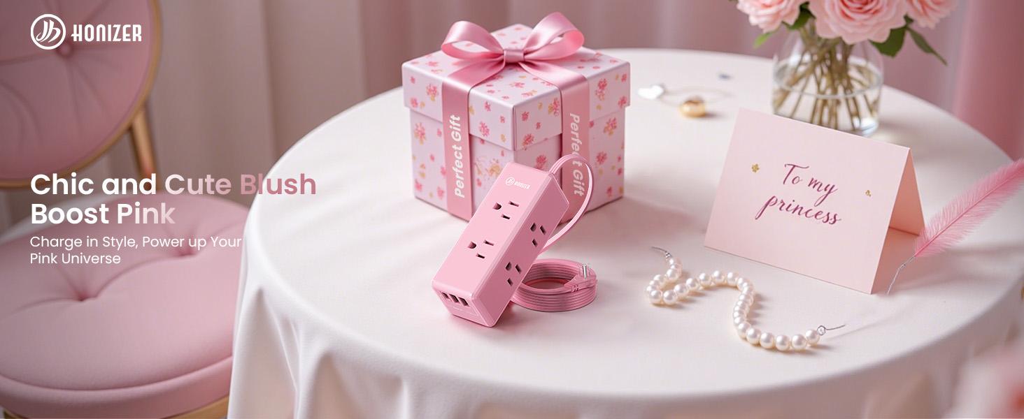 HONIZER Flat Plug Power Strip Surge Protector with 6 Outlets & 3 USB Ports (1 USB-C), 10FT/15FT Extension Cord for Home, Office, Desk, Dorm Room