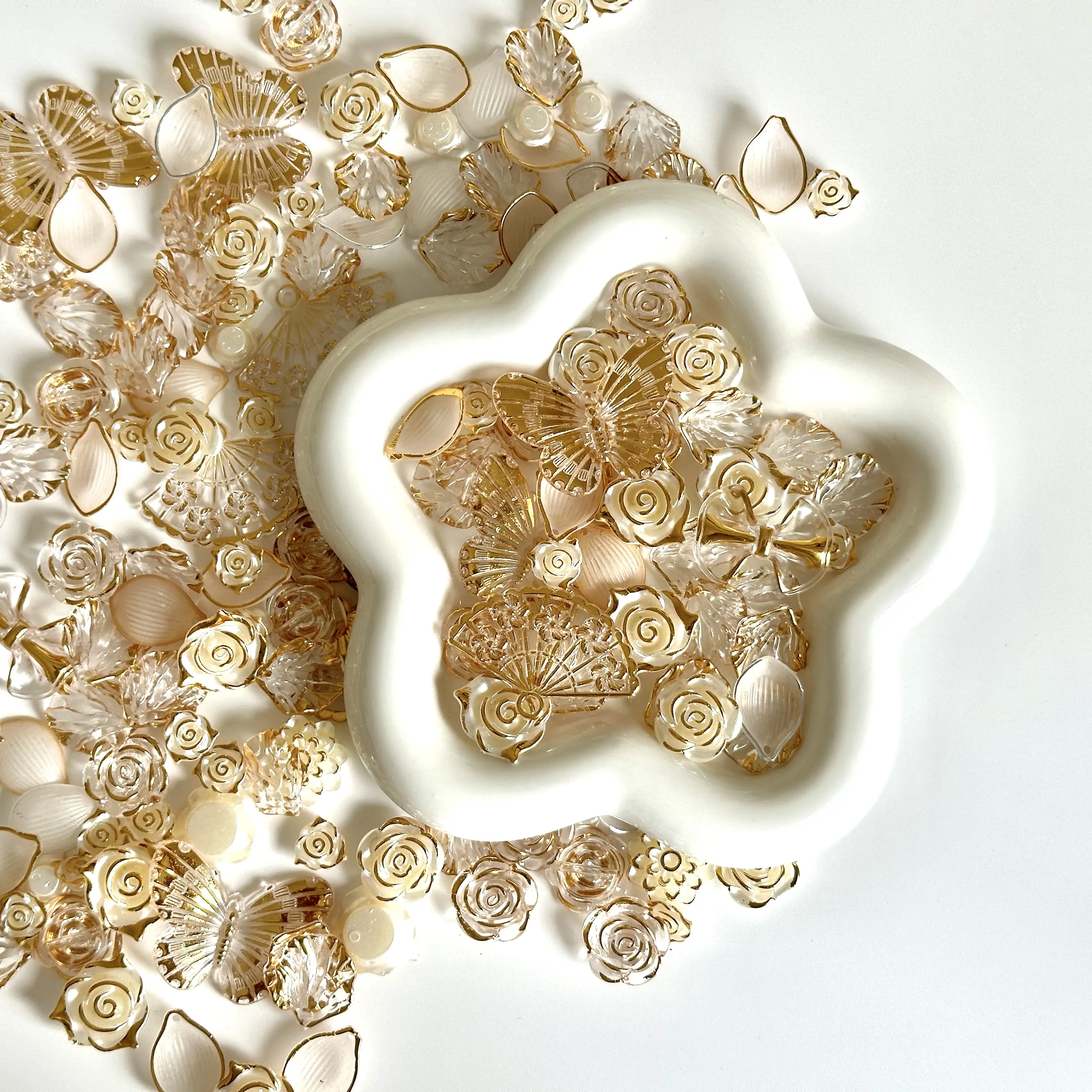 DIY Kit for Beading and Jewelry Making with Beautiful Gold Roses and Beads