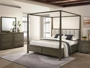 Gran Park Coaster 224931Q-S4 - 4 Piece Set with Dark Cocoa Finish, Wooden Design & Transitional Canopy for Queen Bedroom