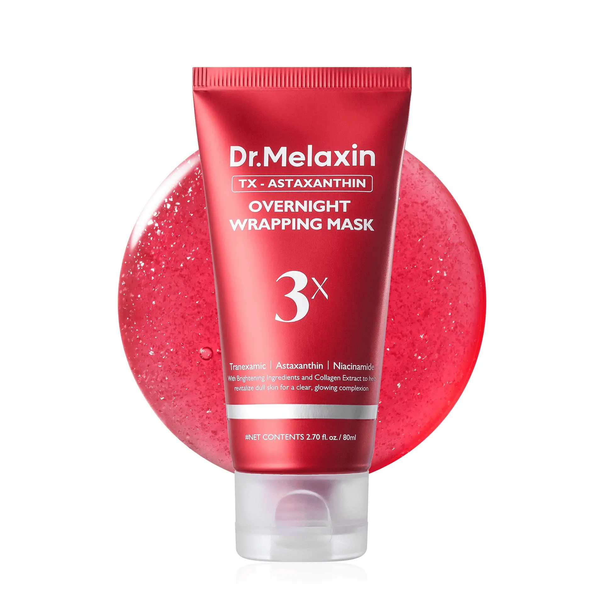 [‮nixaleM.rD‬] TX Astaxanthin Overnight Wrapping Mask 80ml | Evens Skin Tone, Deep Hydration & Skin Firming, Overnight Repair for Radiant Glowing Facial Skin