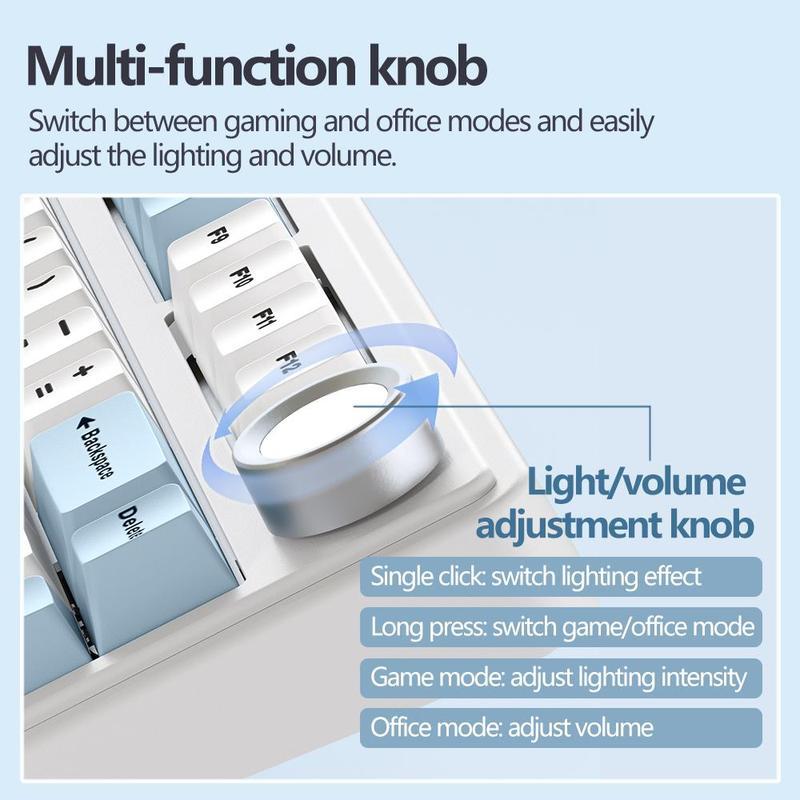 NEW Aula F75 MAX 75% Wireless Hot Swappable Mechanical Gaming Keyboard with RGB Backlighting Customizable Knob Five Layer Padding Bluetooth 5.0 2.4GHz USB-C, Compact, Gamer Keycaps