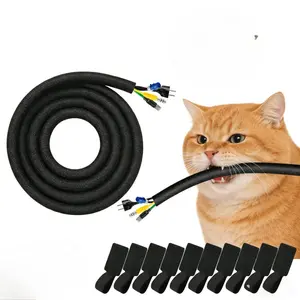 10mm Diameter Pet-Proof Wire Cable Protector Sleeve, Bite-Resistant Spiral Cable Organizer, Includes Straps, Suitable for 3–4 Thin Cables, Home