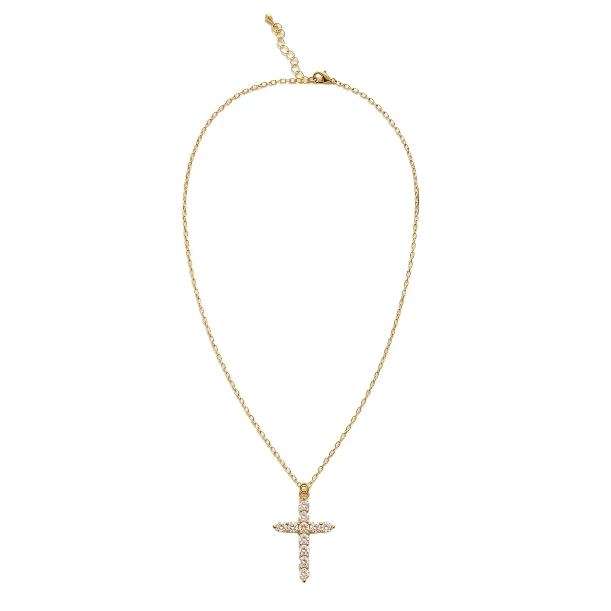 2-Piece Gold Necklace Set for Women – Beaded Chain & Sparkling Cross Pendant, Wear Solo or Layered, 14K Gold Plated Stainless Steel