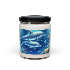 Dolphin Under The Sea Scented Candle  Ocean Breeze Aromatherapy  50-60 Hour Burn Time  Perfect Gift for Dolphin and Ocean Lovers