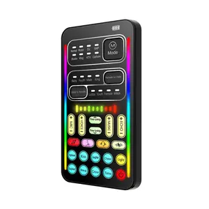 Retro TV-Shape i9 Mini Voice Changer, Bluetooth-Compatible Live Sound Card with Multiple Audio Effects, Ultra-Thin Portable Mic Tool & Phone Screen Amplifier for Live Streaming