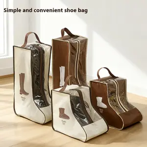 8-Pack Portable Shoe Storage Bags--Dustproof, Breathable Non-Woven Fabric, with Transparent Panel, Sturdy Handles, and Zipper Closure| Travel Shoe Storage Bag, Suitable for High Boots, Ankle Boots, and Flat Boots, Ideal for Home and Dorm Use