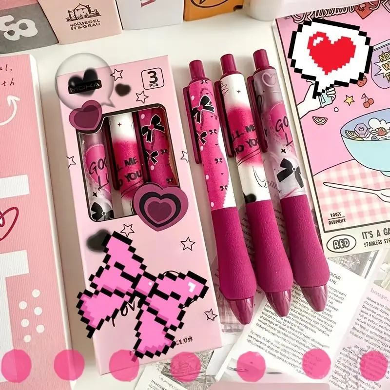 3/6pcs Aesthetic Gel Pens 0.5mm, Fine Tip Precision, Gothic Style, Durable Design, Press-To-Write, Quick-Drying Ink, Suitable for Home Office School, Back-To-School Gifts
