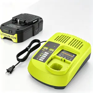 Replacement Battery 18V 3000mAh + P117 12V-18V Battery Charger + Compatible with Ryobi P100 P102 P104 P105 P107 P108 P109 P190 + Lithium-Ion NiCad NiMh Charger + High Capacity Rechargeable Battery