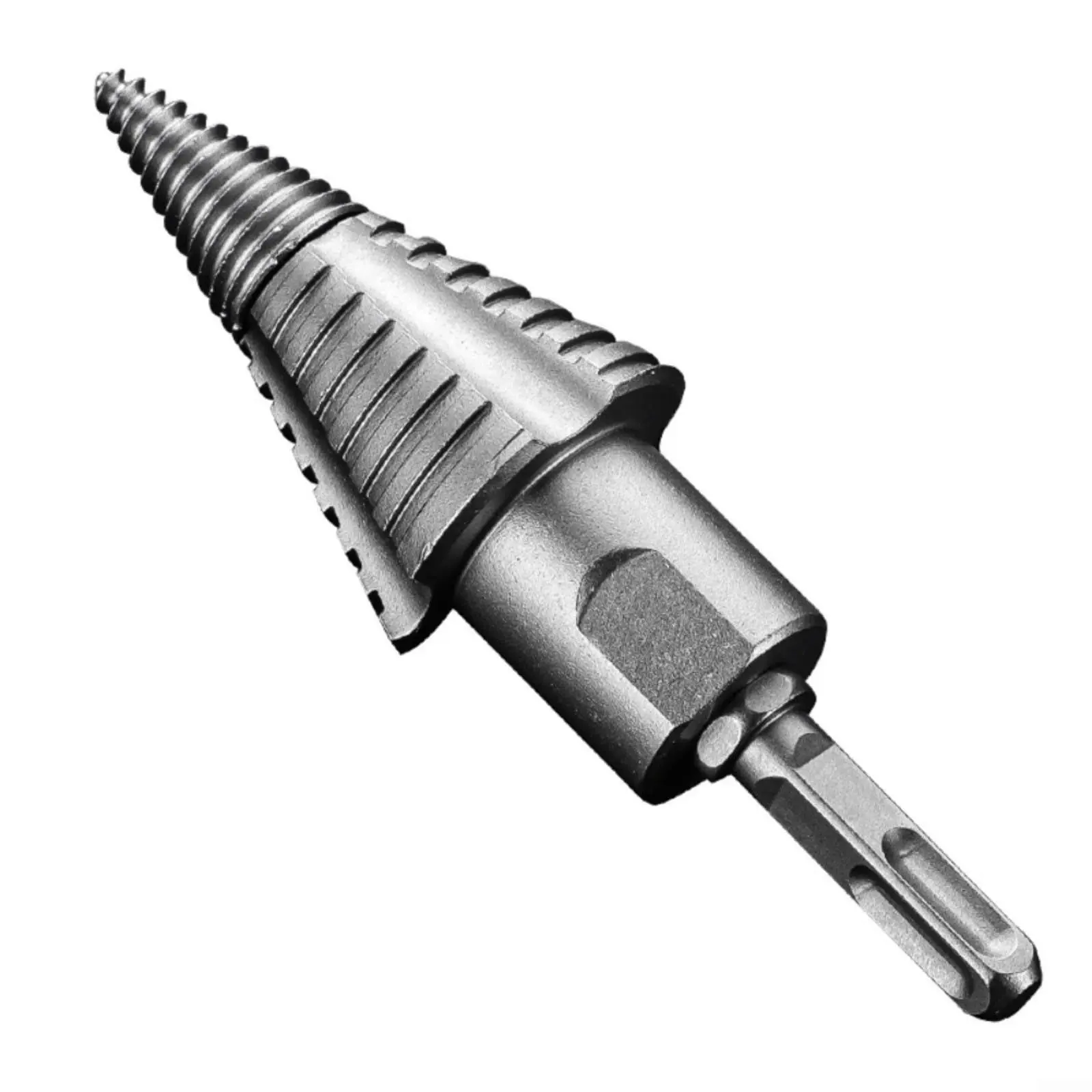 GJANSH 165mm Firewood Splitter Drill Bit, High Carbon Steel Spiral Screw Cone Wood Splitter Attachment, Removable Log Splitting Tool Compatible with SDS, SDS-Max & Square Shank Drills
