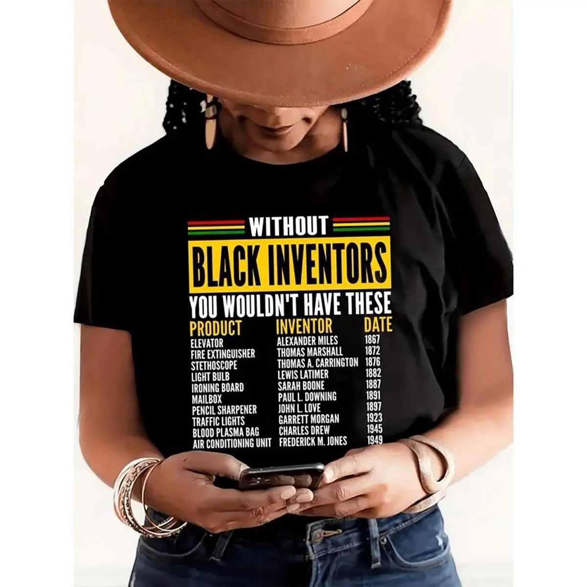 T-Shirt Print Celebrating Black History Month And Black Inventors Made In USA For Women For Men [Urbanvoice Decay.US 180G/230G 100% cotton short-sleeve/hoodie, soft and comfortable]