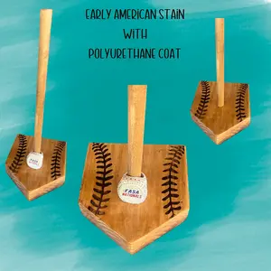 Stained Wooden Softball - Baseball Award Ring Holder Display. Display Championship or Finalist Rings-Engraved with laces