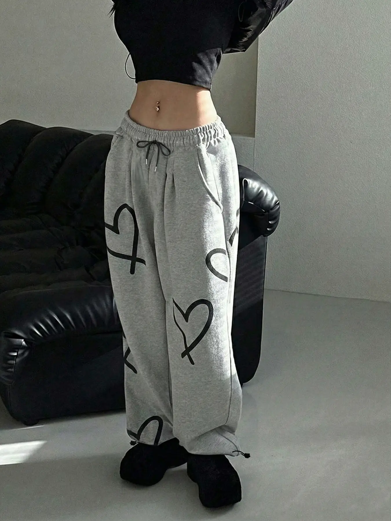 Women's Casual Long Pants, Light Floral Graphic Sweatpants Drawstring Fit, Daily Everyday Outdoor Simple Comfort Trendy City Youth Travel High-End Vintage Bottoms Womenswear