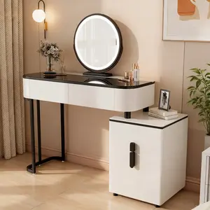 Modern White Led light vanity Desk Set with Lighted Mirror & Storage - Chic Makeup Vanity with Drawer, Hidden Compartment, Perfect Gift for Teen Girl | Affordable Vanity from TikTok Shop, Ideal for Women, Stylish Vanity for Makeup with Modern Design