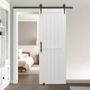 Sliding Barn Door With Hardware Kit For 30 X 84 Inch Opening, MDF Panel With PVC Surface, Includes Steel Track And Rollers, Soft-Close Mechanism, Double-Track System, Easy Assembly, Durable Finish For Interior Rooms