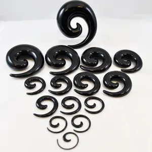 16Pcs Black Spiral Ear Gauges Set, Acrylic Screw Ear Tapers for Stretching, Punk Ear Plugs Piercing Jewelry for Men Women, Multiple Sizes for Ear Stretching