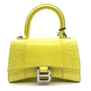 Pre-owned Balenciaga Leather Tote Bags Hourglass Top Handle Bag Light Yellow SHW