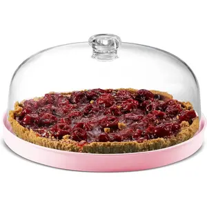 Cake Stand, Cake Plate Server with Dome, Metal Serving Tray and Shaterproof  Lid