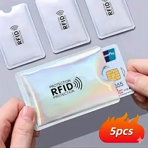 5-Pack RFID Anti-Magnetic Card Sleeves, Bank ID Protection, Anti-Debit Theft, Portable Personal Info Security, Credit Card Privacy Guard