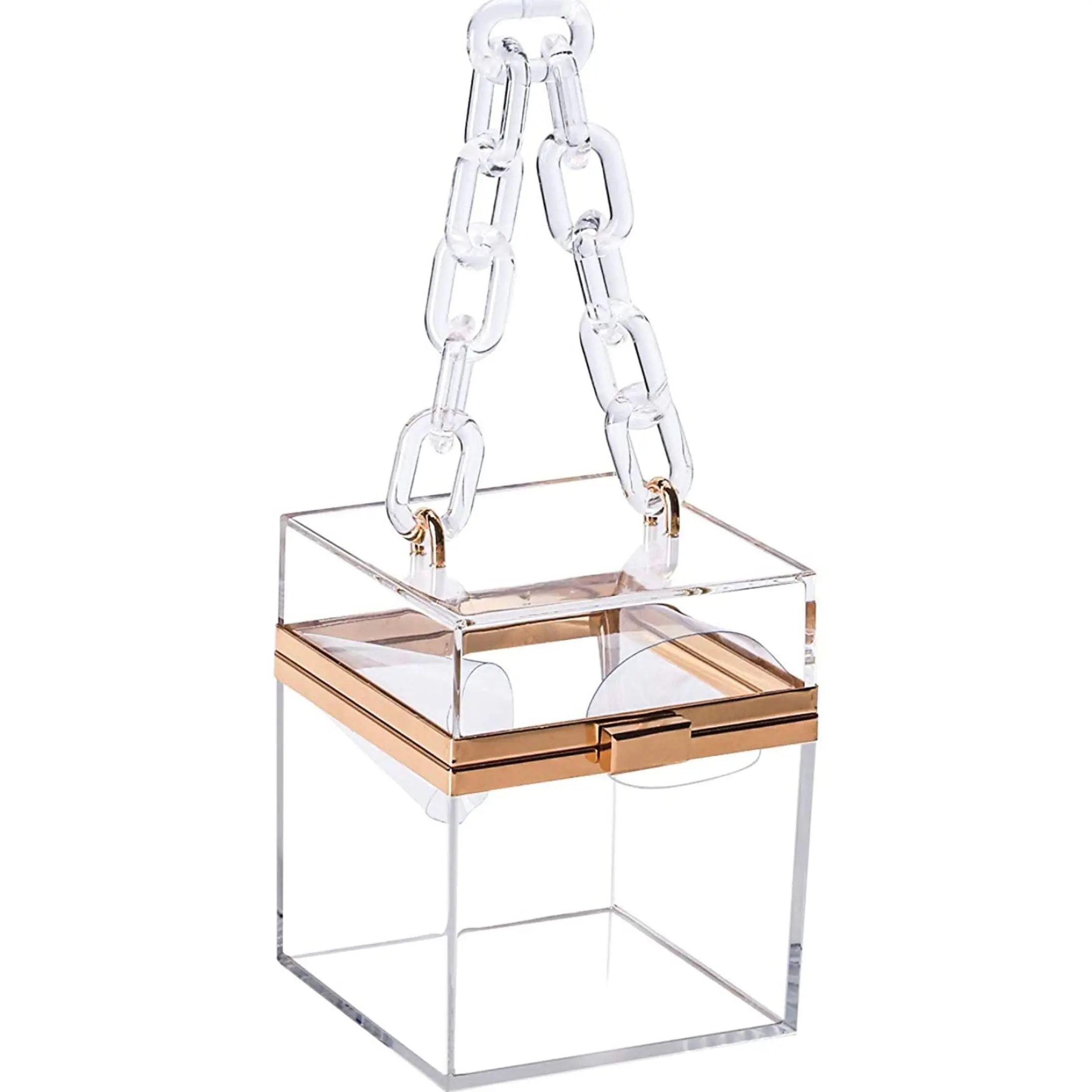 Transparent Clear Acrylic Square Clutch (Clear)