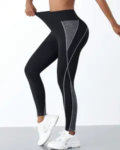 1pc 7/8 Length Patchwork Sports Leggings Suitable For Yoga, Fitness, Outdoor Activities
