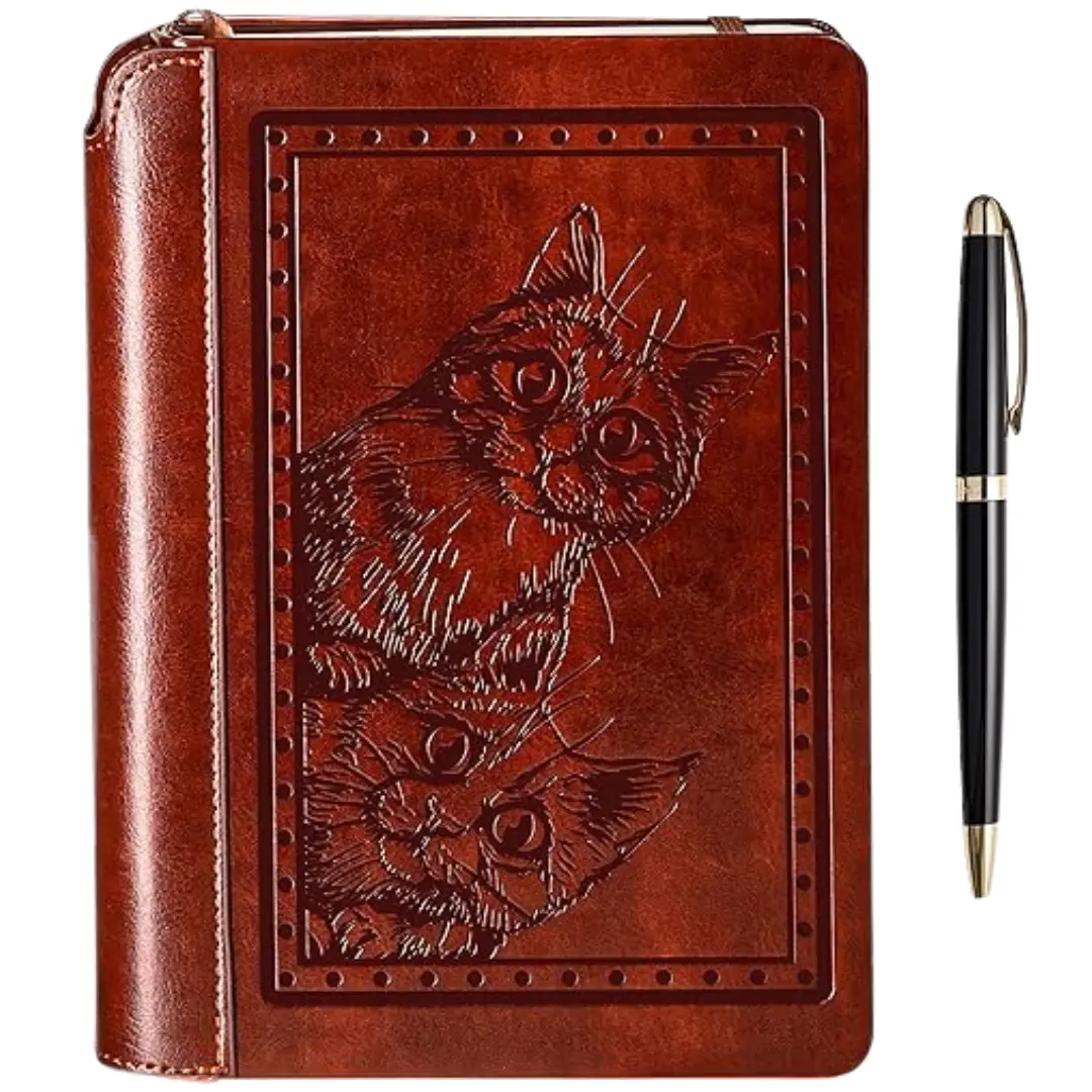 SETTINI® Vegan Leather Journal Gift Set with Pen 192 Pages, Cat