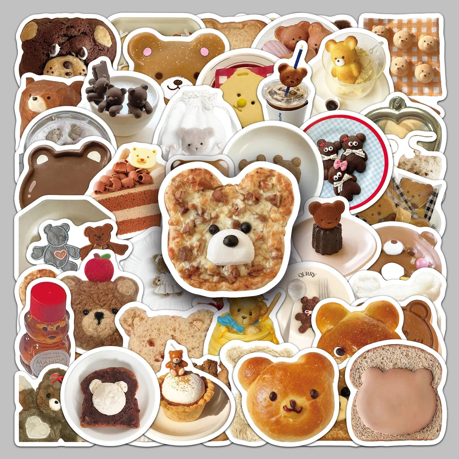 50pcs cute bear style creative cartoon sticker storage box desktop water cup laptop handbook sticker Cute Stickers