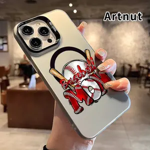 Magnetic Phone Case for iPhone 15 Pro Max 16 Plus 14 13 12 11 E Baseball Mom Spirit Pattern Shockproof Silicone PC Back Protection Smartphone Cover Cellphone Protective