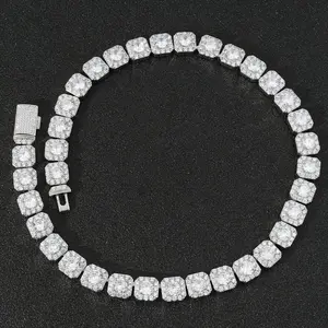 13mm Wide Necklace Hip-hop Flip Buckle Rock Sugar Zircon Necklace Trendy Hip-hop Accessories for Men and Women