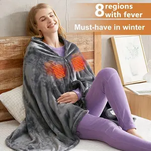 USBHeatedBlanket150x80cm,SoftFlannelShawlforOffice&TravelUse,ThreeTemperatureSettings,WearableHeatingBlanket