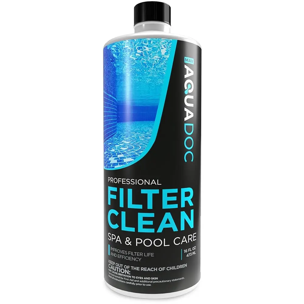 AquaDoc Diatomaceous Earth Liquid Filter Cleaner - Easy-to-Use, Fast-Acting Soak Solution That Cleans Cartridge Filters & Boosts Service Life for Pools, Hot Tubs