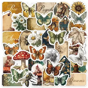 50/100/200PCS Vintage Forest Butterfly Stickers Cartoon Decoration Stickers For Laptop Phone Case DIY Scrapbooking Water Bottles Decoration Funny Stickers