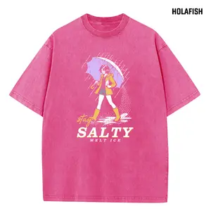 Holafish Womens Vintage Acid Wash Graphic Tee, Crew Neck Short Sleeve, Soft and Lightweight Cotton, Casual Cotton Unisex, Fashion Tops for Everyday Outfits
