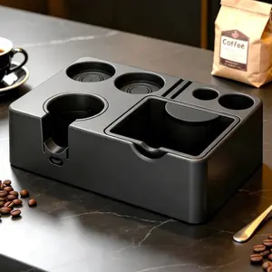 Espresso Tamping Station, Detachable 9 in 1 Espresso Tamping Organizer, Storage Box Fits 51/54/58mm Coffee Tamper, Ideal for Baristas