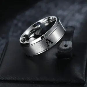 Personalized A–Z Engraved Men’s Ring – Stylish Everyday Jewelry