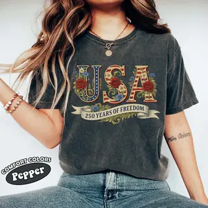 Comfort Colors® USA 250 Years Of Freedom Shirt, America 250 Patriotic Shirt Fourth Of July 1776 2026 Shirt, Independence Day Vintage USA Tee