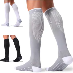 Unisex Compression Socks 3 Pairs, Pressure 20-30mmHg, Promote Blood Circulation, Muscle Support, Suitable for Travel, Running, Nursing, etc., Knee-High Socks, Medical Style, Black + White + Gray, L/XL Size: Clothing, Shoes, and Jewelry