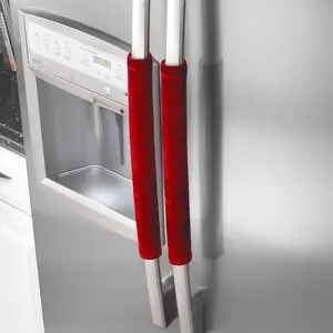 OUGAR8 Refrigerator Door Handle Covers, 2pcs Red Elastic Protector for Kitchen Appliances, Keep Clean from Smudges & Food Stains, Fits Most Handles, Easy Wash & Reusable