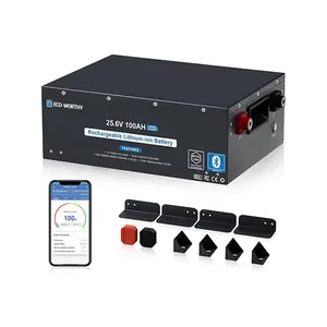 Power That Grows With You | ECO-WORTHY 24V 100Ah Stackable LiFePO₄ Battery – Start Small, Add More Later. Perfect for RVs, Cabins & Off-Grid Living. Bluetooth APP Control, 100A BMS with Low Temp Cutoff