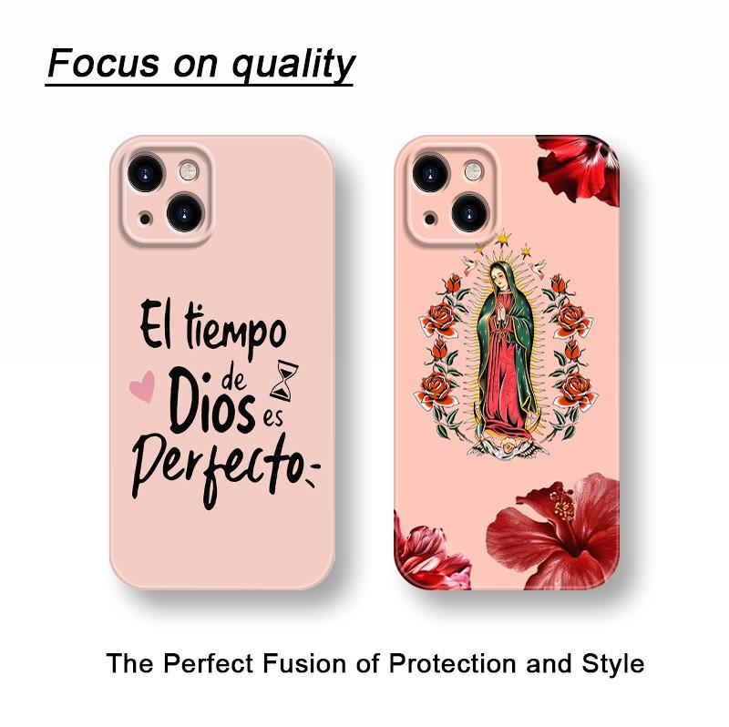 God's Timing Is Perfect Spanish Quote Phone Case for iPhone 17 Pro Max 16 15 Plus 14 13 12 Series Full Camera Lens Protection Shockproof Drop Resistant Durable Bible Inspired Verse Suitable for All People.Religions.Faiths anti-fall mobile phone case