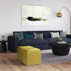 17" Townsend Cube Storage Ottoman with Tray Yellow - WyndenHall