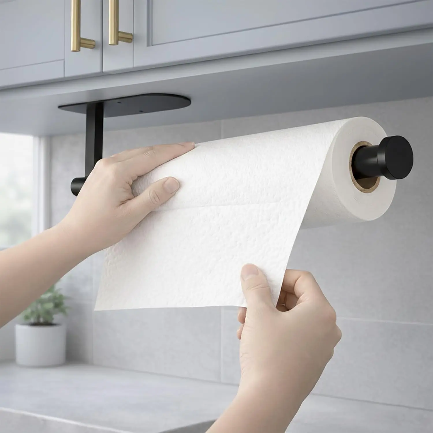 Paper Towel Holder Wall Mount, Tissue Dispenser, Space-saving Kitchen Organizer, Stainless Steel Roll Paper Organizer Storage Holder, Home Organizers for Kitchen & Bathroom, Household Items