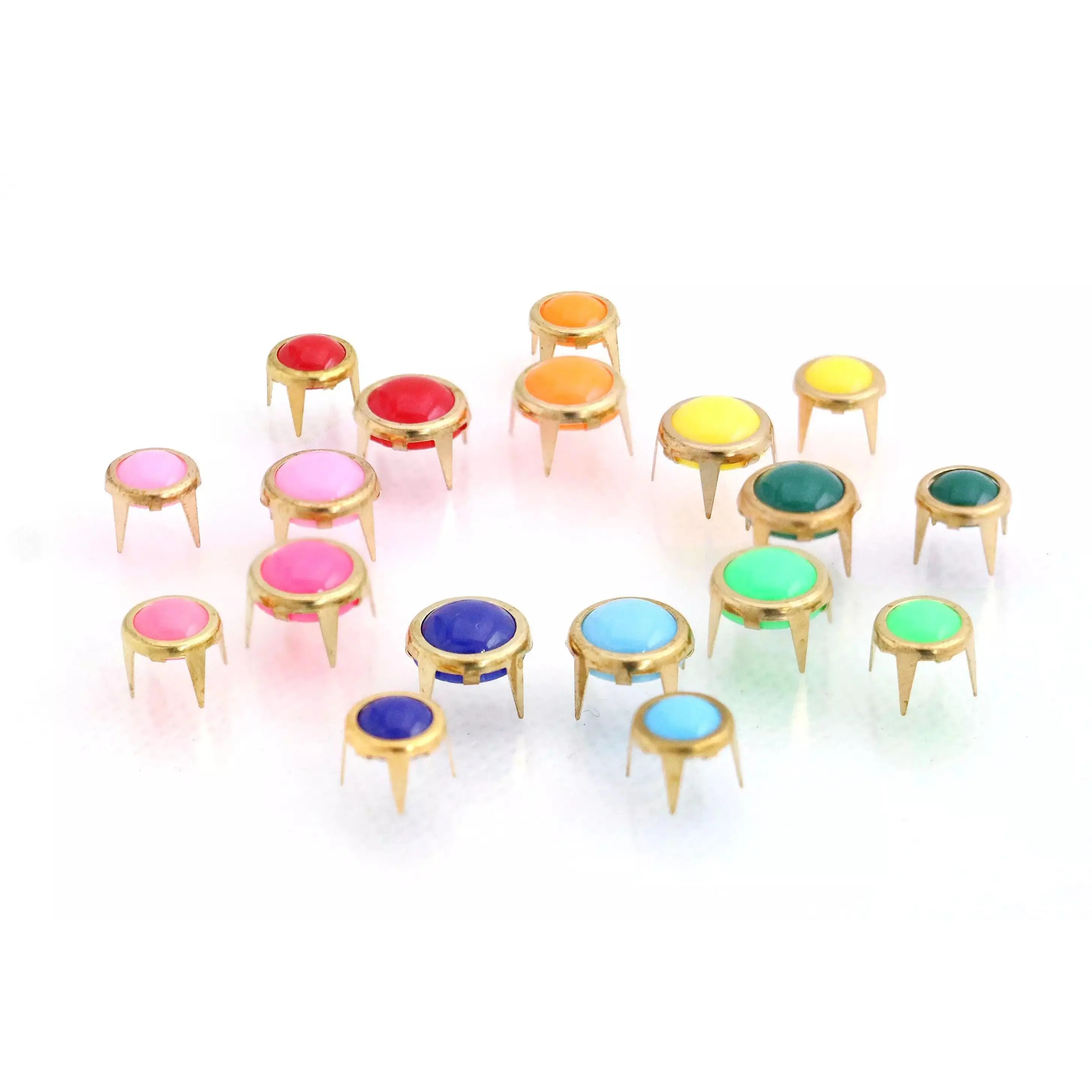 Rivets - 4 Prong With Colored Gemocite Acrylic Stones