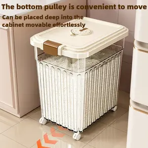 Sealed Rice Dispenser - 33 Lbs Capacity, Insect-Proof & Moisture-Proof Food Storage Container for Rice, Grains, Cereal, Flour, Durable PP Material, Easy to Clean, Kitchen Rice Barrel & Storage Box