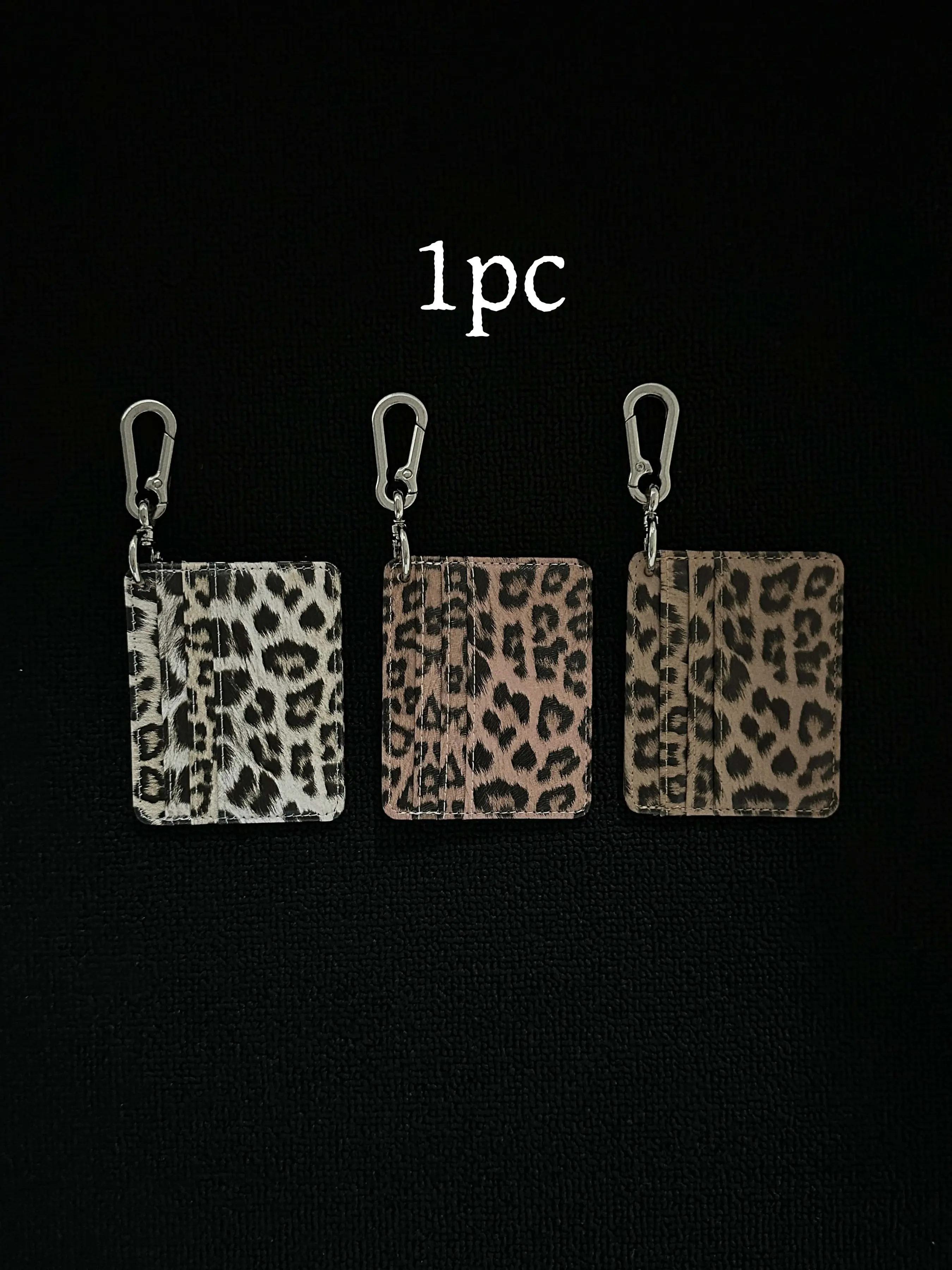 Three-Color Leopard Print Card Holder PU Leather Keychain, Vintage Style Accessory, Unisex Couple Design, Unique Retro Fashion Item, Stylish Keyring