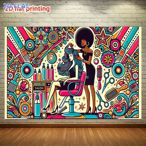 1pc 2D Flat Banner, Unique Style of High-End Hair Salon 96.06inch X 6.0ft for Home & Indoor/Outdoor Activities Background Decoration Holiday Celebrations Room and Garden Multi-Purpose Themed Party Banner, High De