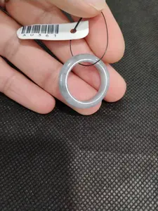 Natural Grade A Jadeite Jade Ring | Authentic Burmese Jade Band | Silver Grey | Size US 7.5