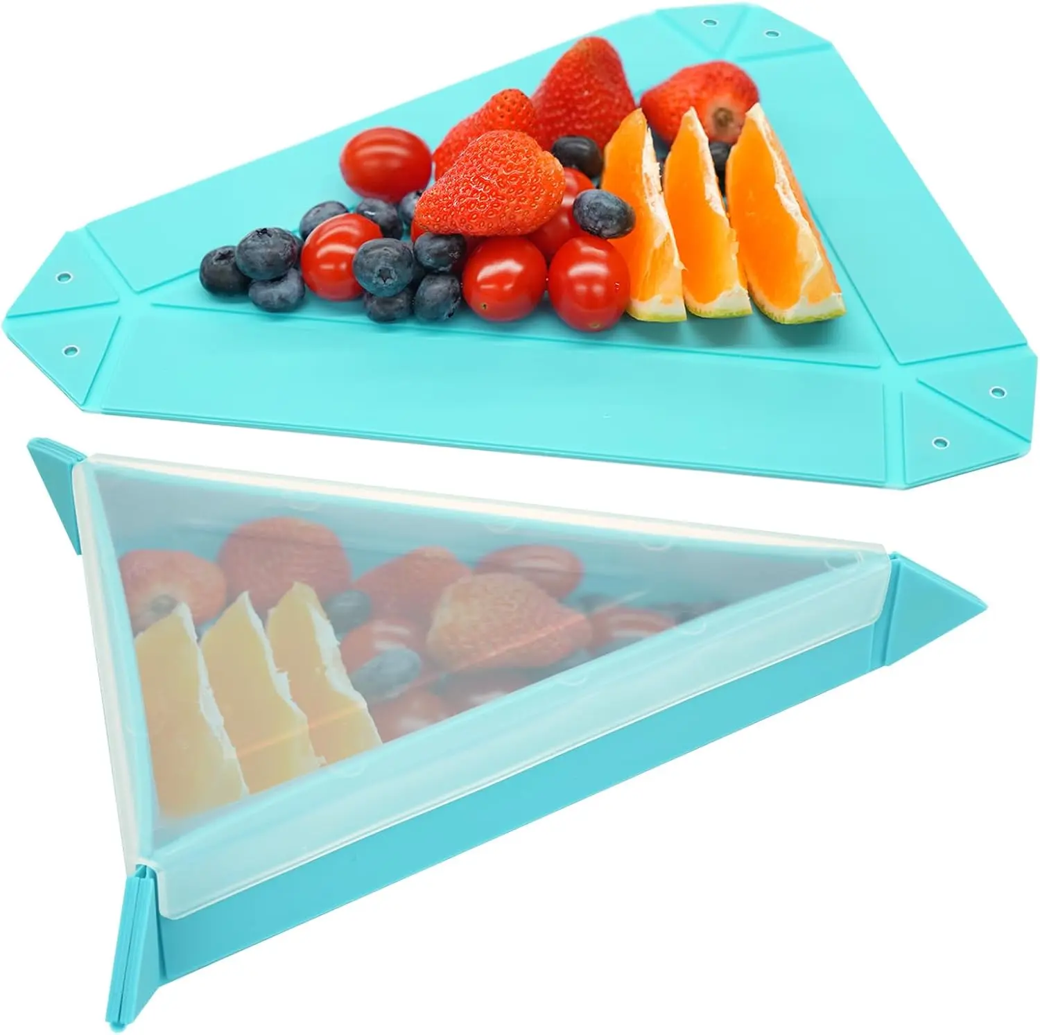 Divided Serving Tray Multi Color with Lid, Removable Divided Platter Food Storage Container for Candy, Fruits, Nuts, Snacks, Set of 3