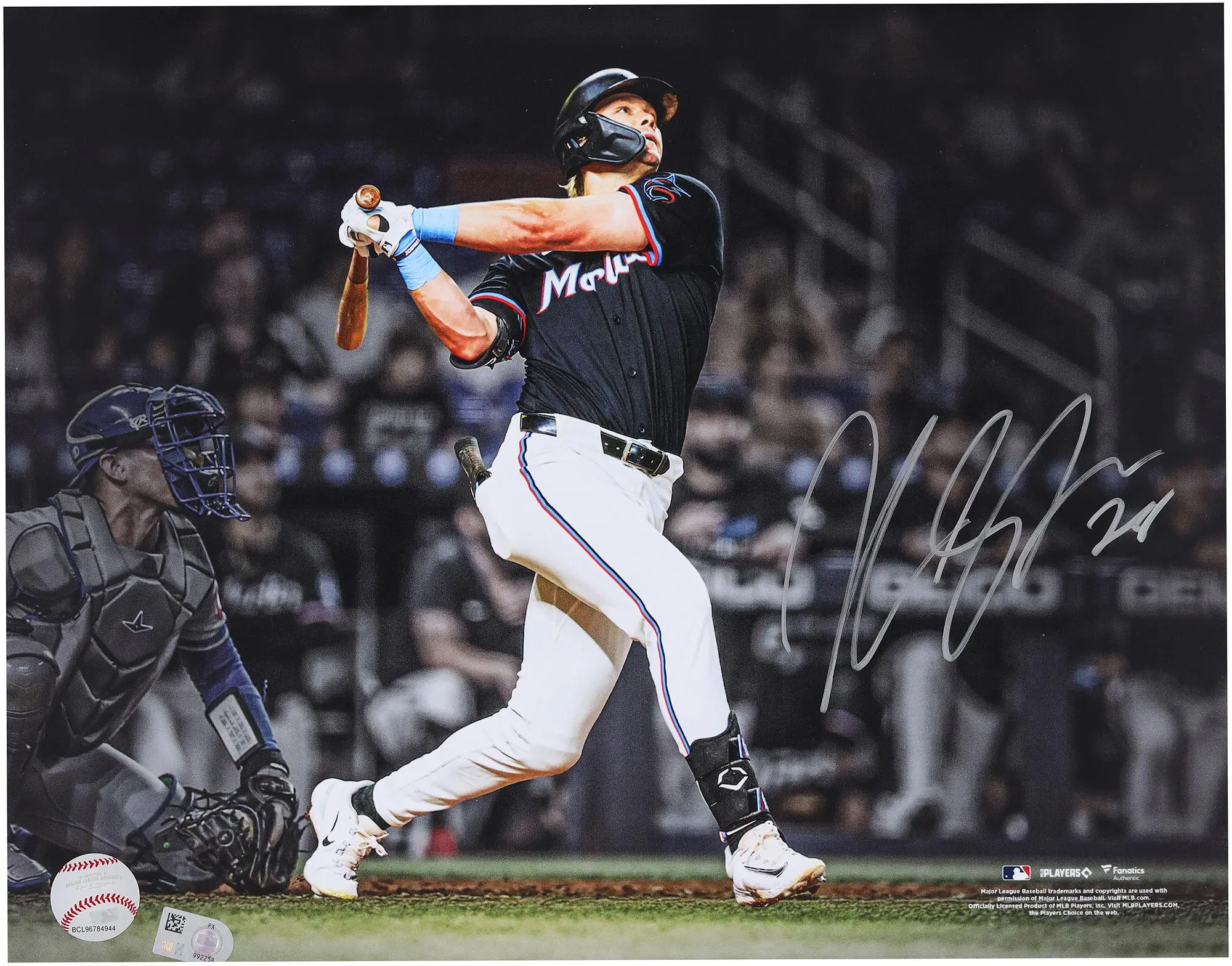 Kyle Stowers Miami Marlins Autographed 11" x 14" Walkoff Home Run Spotlight Photograph - Fanatics Authentic Certified